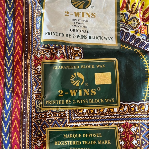 West African block print 100% cotton fabric material from Cape Verde - Picture 3 of 5